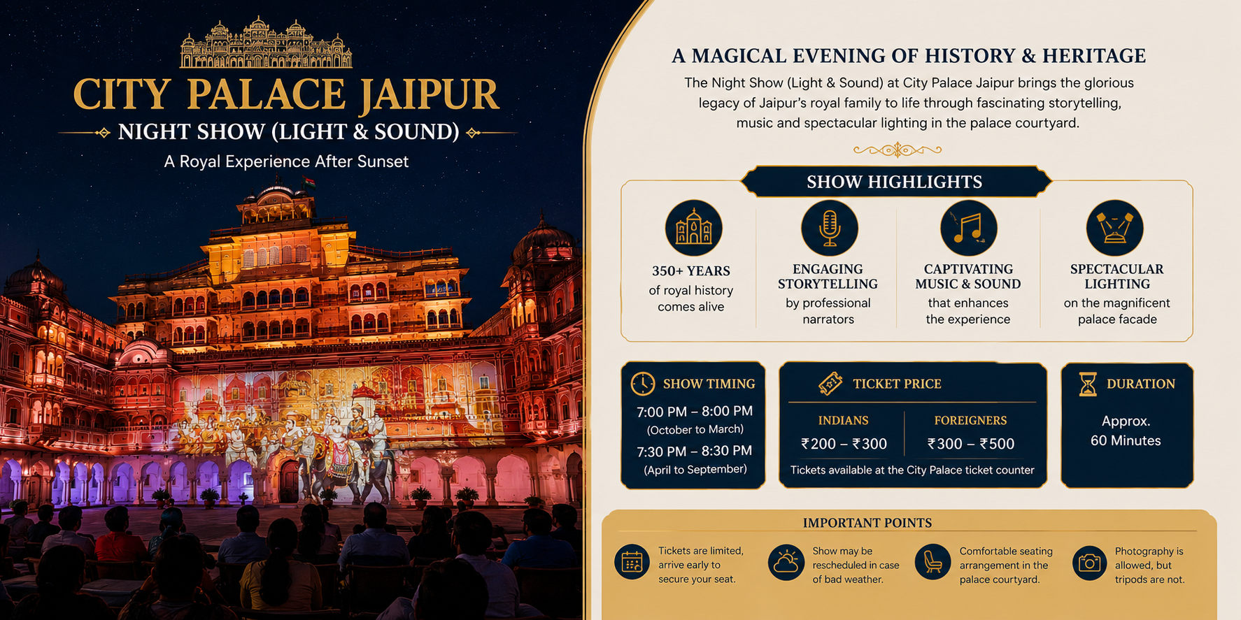 City Palace Jaipur Night Show (Light & Sound) City Palace Jaipur Night Show (Light & Sound)