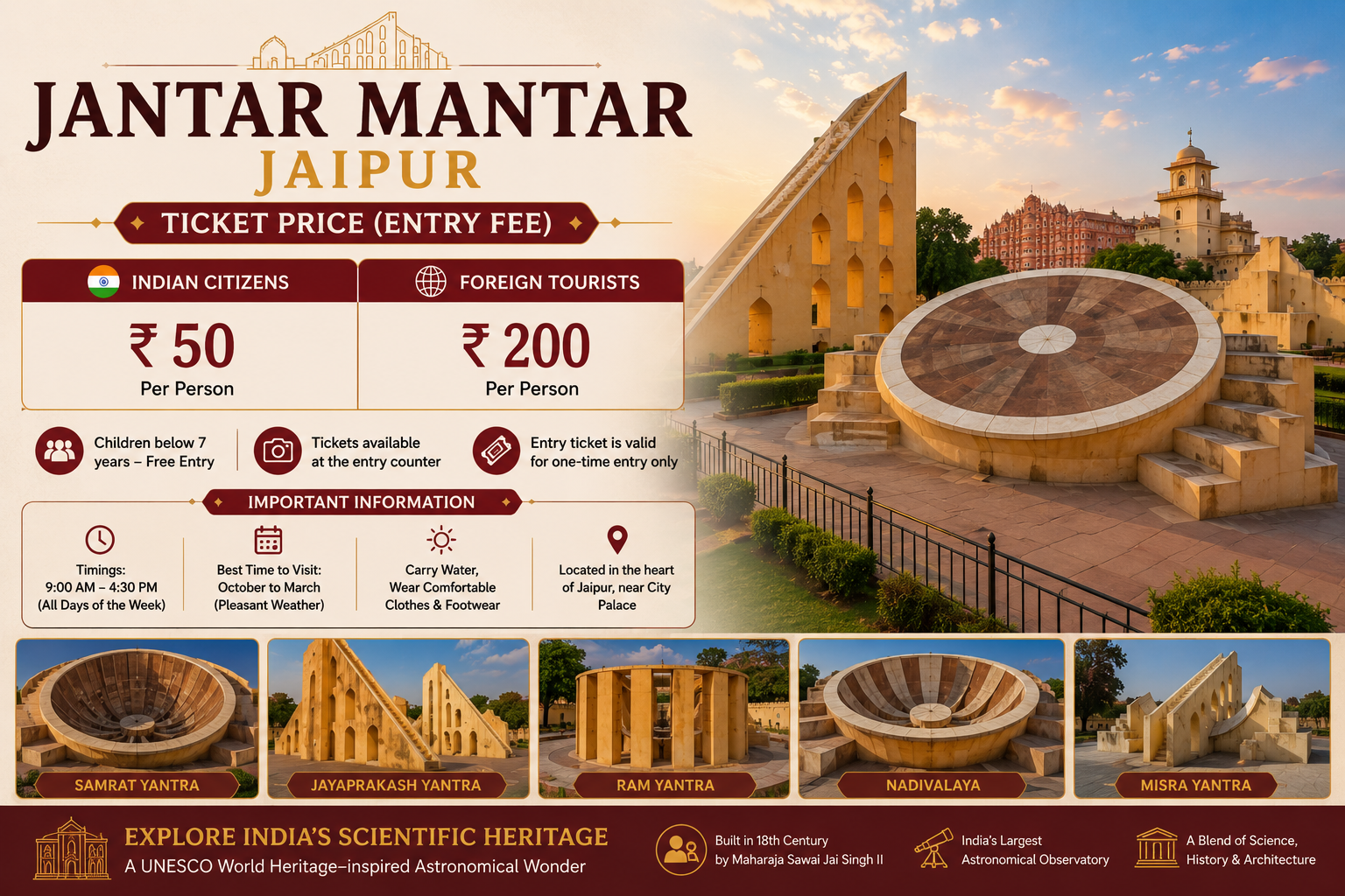 Jantar Mantar Jaipur Ticket Price (Entry Fee)