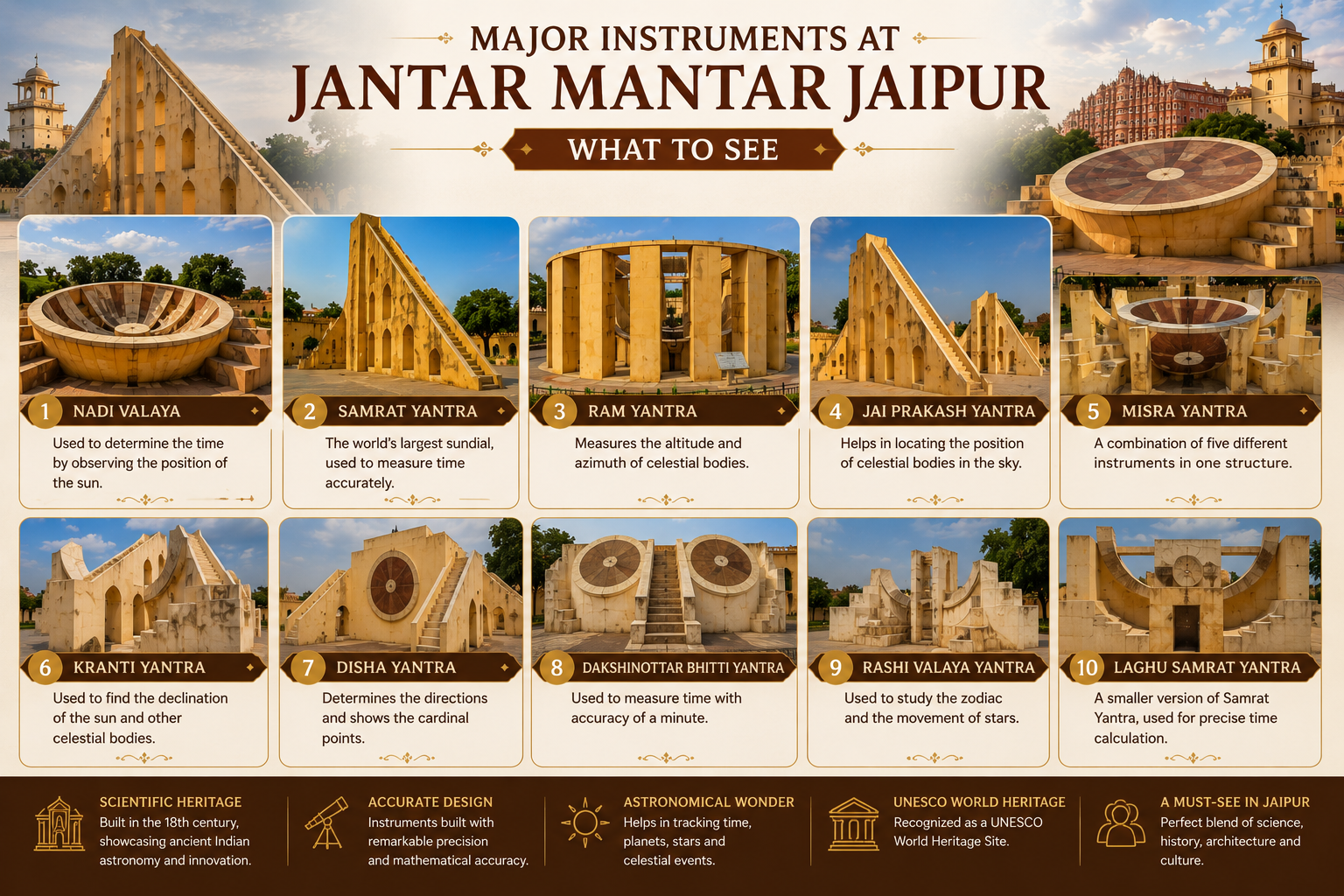 Major Instruments at Jantar Mantar Jaipur – What to See