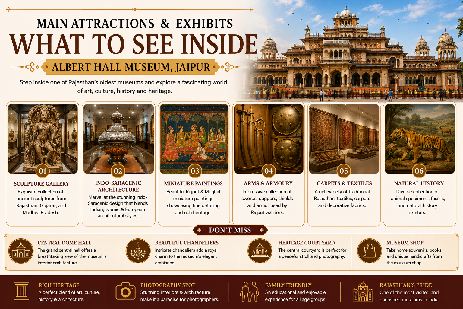 Main Attractions of albert hall jaipur Main Attractions of albert hall jaipur