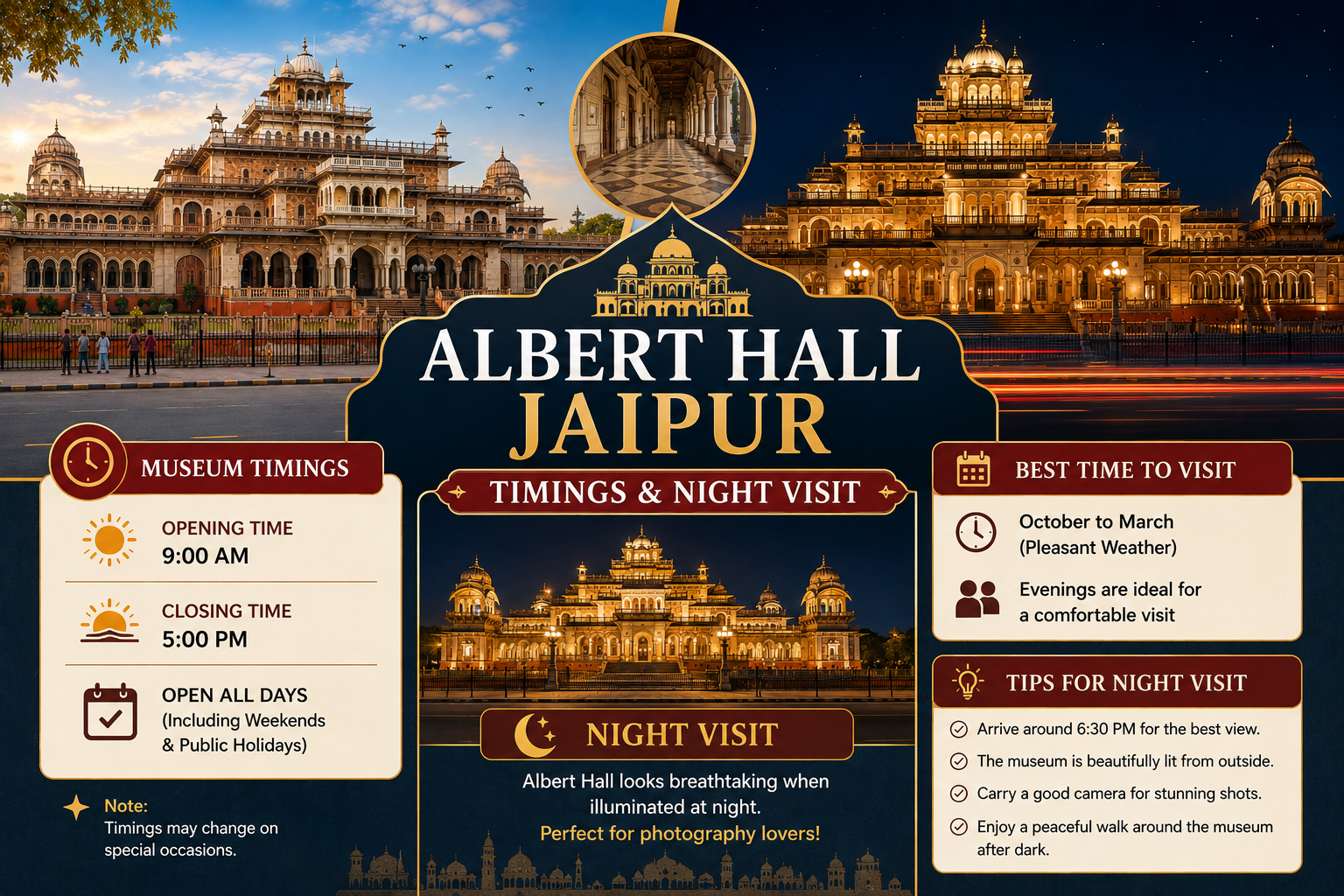 Albert Hall Jaipur Timings & Night Visit Albert Hall Jaipur Timings & Night Visit